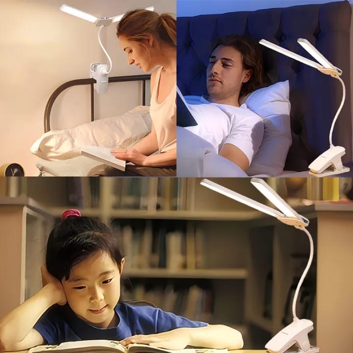 360° Flexible Double Head LED Table Lamp – Rechargeable Study & Reading Light
