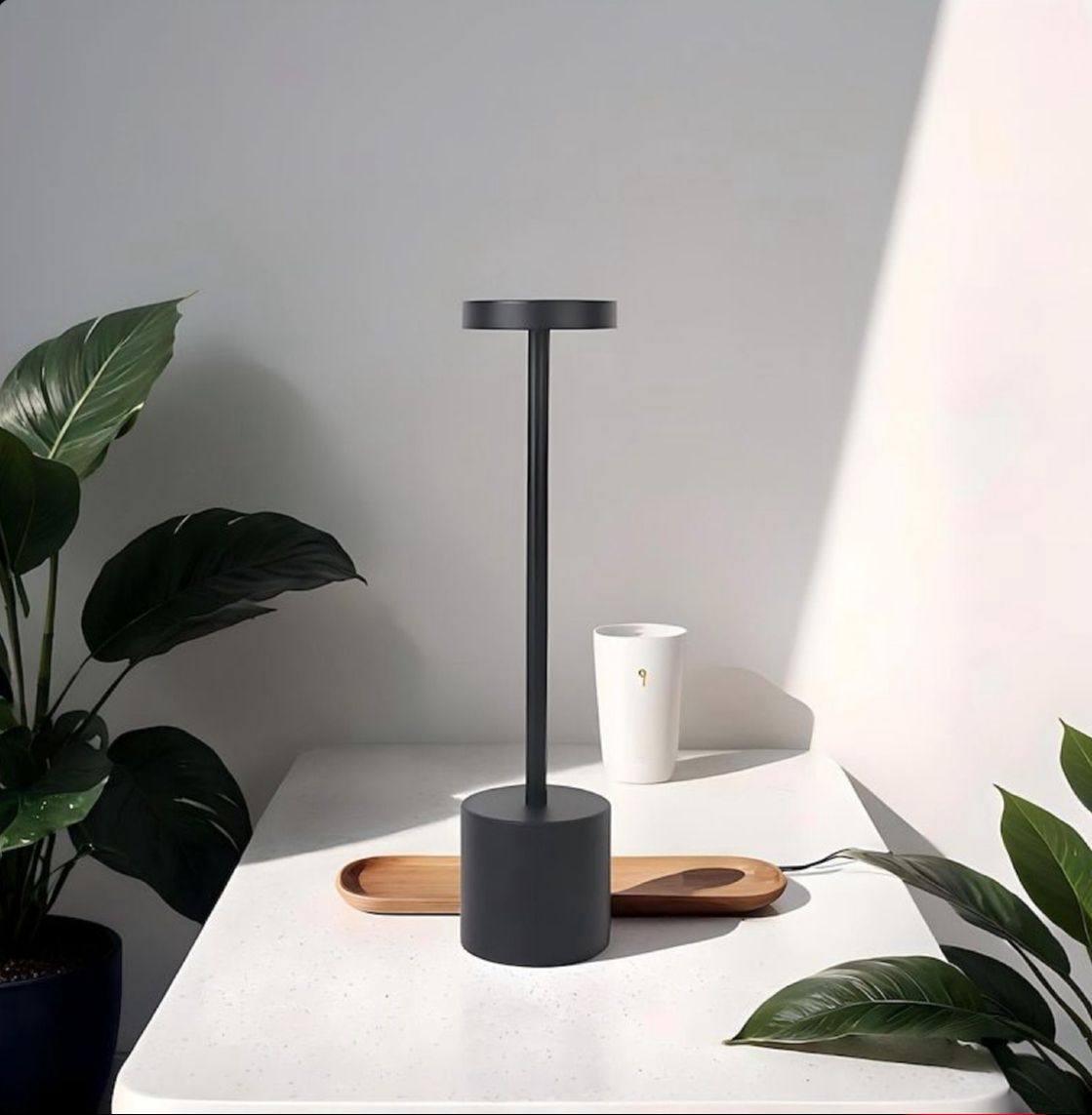 "The Lamp Redefined: Minimalist Metal LED Lamp with 3-Color Touch Control"