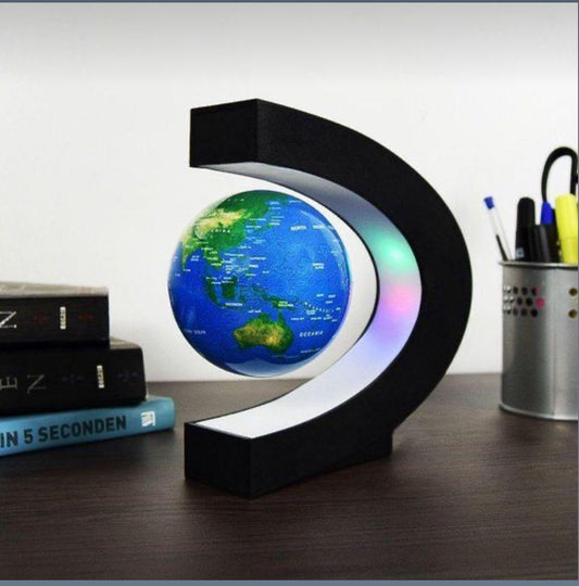 "Floating Magnetic World Map – 360° Rotating Levitating Globe with LED Base"