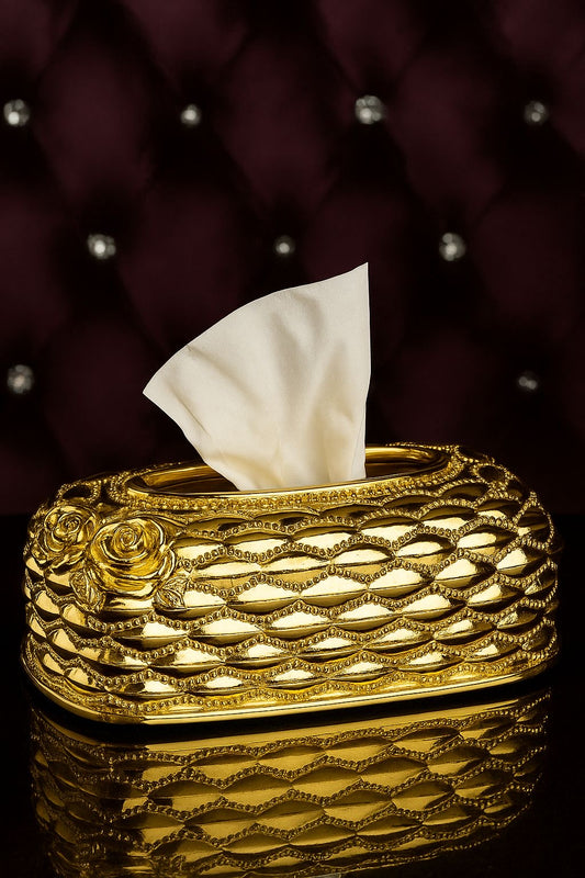 ✨ Luxury Gold Tissue Box Holder – Elegant Decorative Design
