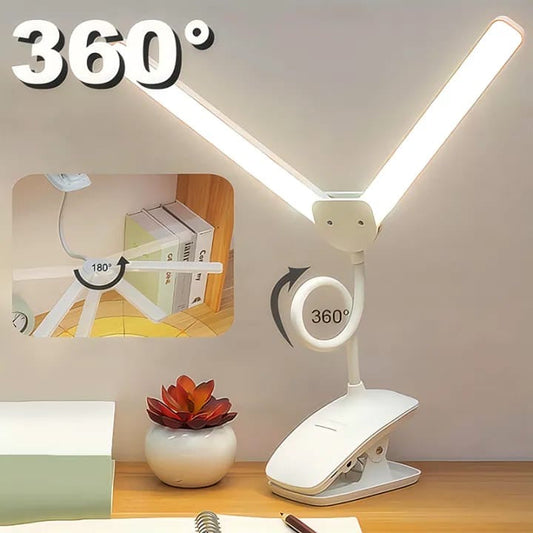 360° Flexible Double Head LED Table Lamp – Rechargeable Study & Reading Light